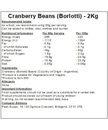 Borlotti Beans (Cranberry Beans) - 2kg - Dried - Cooking - Buy Online on GoSupps.com