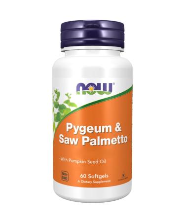 Now Foods Pygeum & Saw Palmetto Extract 60 Softgels Laboratory Tested Soy Free Gluten Free Non-GMO