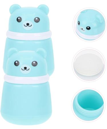 2pcs Bear Powder Puff Box Set for Travel and Newborns - Blue - Buy Online on GoSupps.com