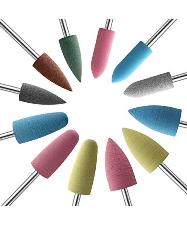 KADS 12X Silicone Nail Drill Bit 3/32 Rotary Burr Head Cuticle Clean File for Nail Art Salon Manicure