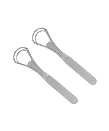 JOSALINAS 2PCS Tongue Cleaners Wide-head Double Blades Scrapers For Oral Care  Platinum Color