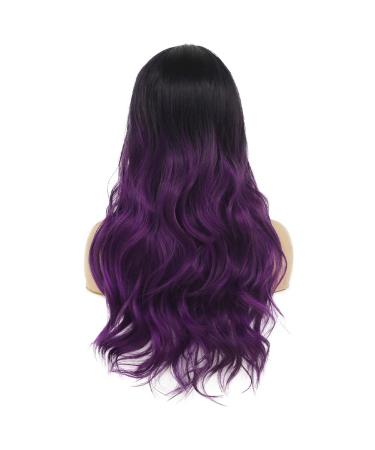 Tseses Long Ombre Purple Curly Wavy Synthetic Wig for Women - Dark Roots Hair Cosplay Halloween Party Daily Full Wig - Buy Online on GoSupps.com