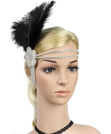 Great Gatsby Flapper Headband - Vintage Crystal Rhinestone Tassel Hairband in Black - Buy Online on GoSupps.com