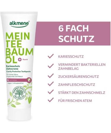 Alkmene My Tea Tree Oil Caries Protection Toothpaste 100ml - Natural Tooth Care - International Shipping Available - Buy Online on GoSupps.com
