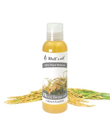 Wells 100% Pure Rice Bran Oil 4oz - Antioxidant-Rich, Vitamin E & B12 - Moisturizing Formula - Buy Online on GoSupps.com