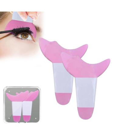 Makeup Eyelash Shield Applicator Guide 2 Pcs Eyeshadow Shield Upper Lower Eyelash Grooming Comb Eyelashes Brush for Women Girls (New Pink Two+box )