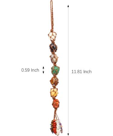 Chakra Healing Crystal Stone Hanging Decorations Handmade Good Luck Natural Quartz Gemstone Pendant Ornaments for Home Garden Windows Cars Spiritual Gifts for Women - Buy Online on GoSupps.com