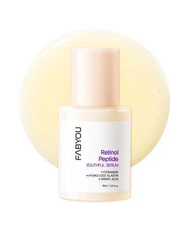 Retinol Peptide Youthful Serum 1.01 fl oz - Anti-Aging Hydrating & Firming for Wrinkles & Dark Spots Gentle Retinol Serum for Face Day & Night Korean Skincare