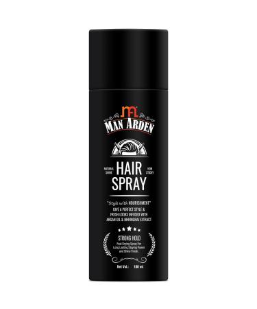 Ma'n Ard'en Hair Spray - Strong Hold Styling with Nourishment - Argan Oil and Bhringraj 180 ml Black