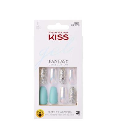 KISS Gel Fantasy Ready-to-Wear Press-On/Glue-On Gel Nails, Style “Love Poem”, Long Length Gel Nail Kit with 24 Mega Adhesive Tabs, Pink Gel Glue, Manicure Stick, Mini File, and 28 Fake Nails - Buy Online on GoSupps.com