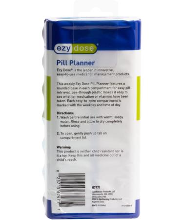 EZY DOSE Weekly Pill Organizer & Planner - Contoured Bottom for Easy Pill Removal, Large Blue/Purple AM/PM - 1 Count - Buy Online on GoSupps.com