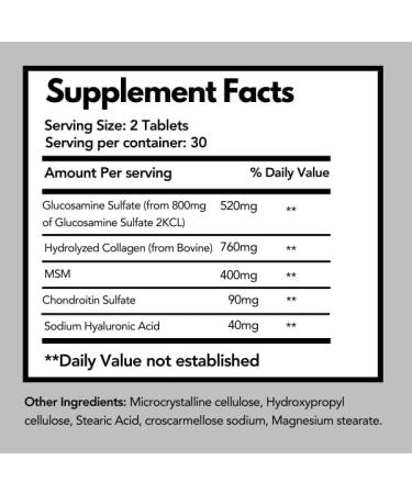 Arymar Glucosamine Chondroitin MSM Collagen & Hyaluronic Acid Supplement 60 Tablets - Buy Online on GoSupps.com