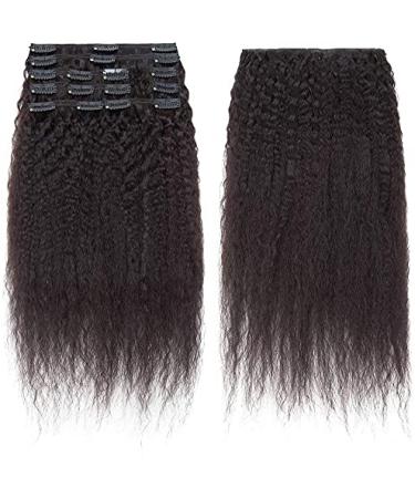Rich Choices Afro Kinky Straight Clip-In Hair Extensions - 20cm 95g #1B Natural Black 8PCs with 18 Clips - Real Hair for Volume & Style - Buy Online on GoSupps.com
