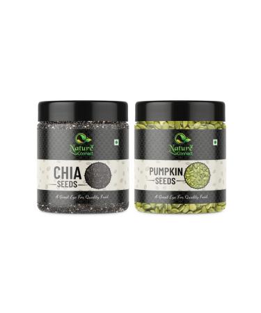 Nature Connect Raw Chia Seeds - 250 gm | Chia Seed and Raw Pumpkin Seeds - 250 gm (500 gm Pack of 2)_Packing May Vary
