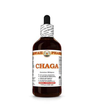 Chaga (Inonotus Obliquus) Dry Whole Mushroom Tincture, Made in Hawaii, All Natural, Vegan, Pure Liquid Extract - 4 fl.oz 4 Fl Oz (Pack of 1)