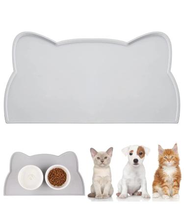 Womlex bowl pad dog cats dog bowl underlay Catznapf surface made of silicone dogs cats feed mat waterproof and non -slip cat head shape (gray 52x30cm) gray 52x30cm
