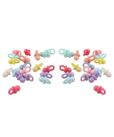 Artibetter 80 pieces toddlers for birthday pacifier glue ring with tooth handle comfort Christmas colored acrylic baby gift