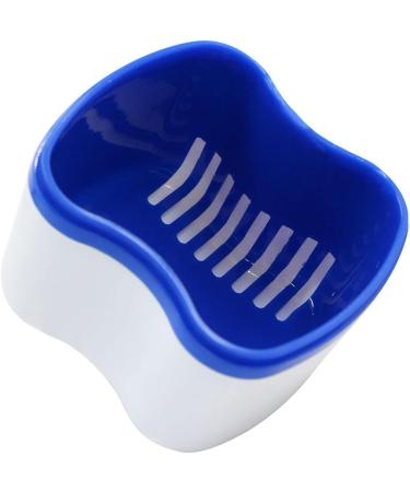 Buy Dental Third Teeth Storage Box - 2 Piece Prosthesis Cup with Filter Basket | Durable Orthodontic Dentures Organizer (White/Blue) - International Shipping Available - Buy Online on GoSupps.com