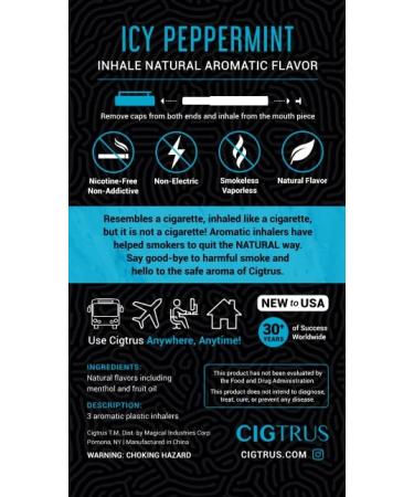 Cigtrus Icy Peppermint Air Inhaler Stick - 3 Pack for Oral Fixation, Quit Smoking Aid, Craving Relief - Tobacco & Nicotine Free - Buy Online on GoSupps.com