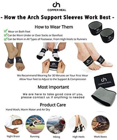 Buy Copper Heal Arch Support - 2 Units Compression Brace for Plantar Fasciitis Relief & Flat Feet | Best Achilles Support Sleeves | International Shipping - Buy Online on GoSupps.com