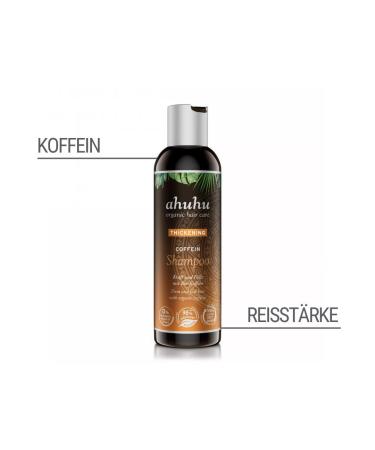 Ahuhu Thicking Caffeine Shampoo 200ml - Organic & Vegan Formula for Stronger Hair Enlivens Scalp & Activates Roots Eco-Friendly Recycled Plastic Bottle - Buy Online on GoSupps.com