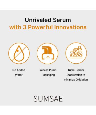 SUMSAE Pure Vitamin C Serum - Best Korean Skincare with Vitamin 10.5%, No Added Water, Special Airless Pump, Brightening and Firming Skin, Improving Uneven and Dull Skin Tone, 30ml/1.01fl.oz. - Buy Online on GoSupps.com