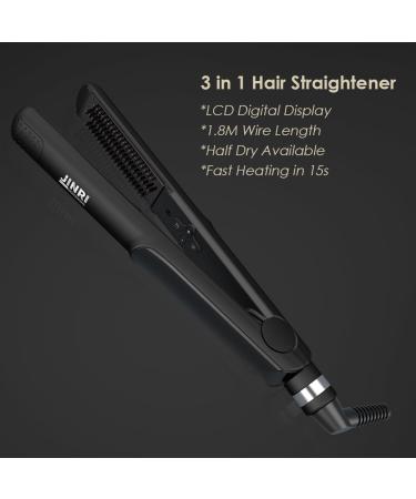 3 IN 1 Heated Styling Tool - Straightening Brush Crimper & Flat Iron for Smooth Anti-Frizz Hair | Electric Hot Styling Brush (Black) - International Shipping Available - Buy Online on GoSupps.com