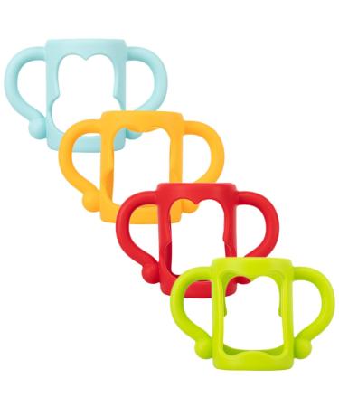 Subsofan 4 piece of baby bottle cover bottle cover made of silicone suction bottle handle bottle handle made of silicone handles for baby bottles bottle handles newborn square pebbles