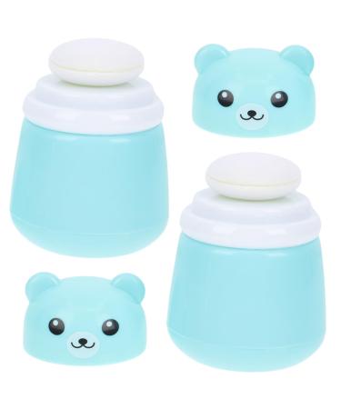 POPETPOP 2pcs Body Powder Box Small Containers Body Talcum Lovely Bear Baby Powder Case Child Cartoon Bracket Blue 10x7cm