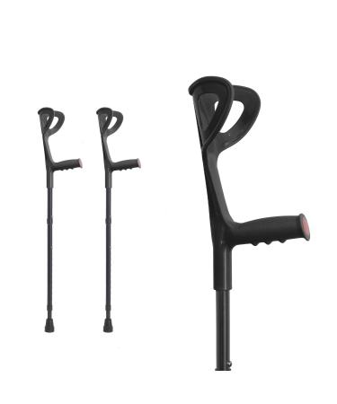 BeneCane Forearm Canes Lightweight Arm Crutch Adjustable Ergonomic Comfortable on Wrist Non Skid Rubber Tips Black(1 pair )