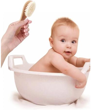 Soft Goat Bristle Baby Hair Brush with Wooden Handle - Gentle Brush for Newborns & Toddlers - Buy Online on GoSupps.com
