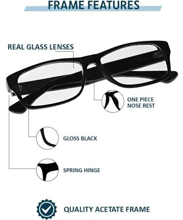 Buy Real Glass Reading Glasses - Clear Lenses in Geek Style Frame | +0.25 to +3.00 Magnification - Buy Online on GoSupps.com
