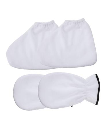 Moufles de Soin la Paraffine pour Mains et Pieds 2 Pi ces Taille Unique Chauffant Hydratant Spa Maison Peau Nourrissante Blanche sans Logo