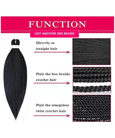 Just Another One 26-inch Pre-Stretched Braiding Hair Extension Yaki Straight Synthetic Hair Braids For Women Girls & Unisex - Black EZ1 Black 26 inches - Buy Online on GoSupps.com