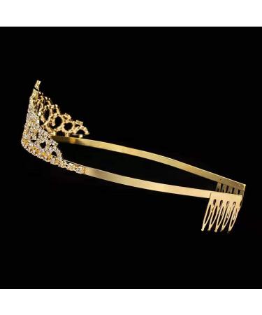 Royal Crystal Tiara Crown - Wedding Bridal Princess Headband in Gold - Buy Online on GoSupps.com