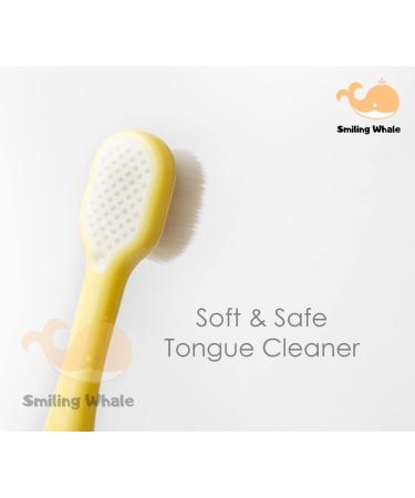 Smiling Whale Nano Toothbrush for Toddlers and Kids - Extra Soft Bristles for Sensitive Gums - Duo Function Tongue Cleaner - Pink - Buy Online on GoSupps.com