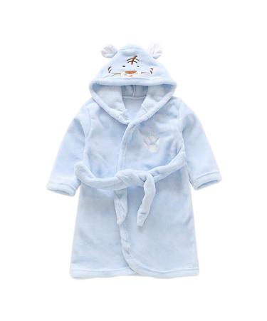 Miyanuby Baby Boys Girls Bathrobe Soft Flannel Langarm Animal Hoodie Morning Mantle Night Lashing Homewear For Children Baby Boys Gift 6-7 Years Tiger Blue
