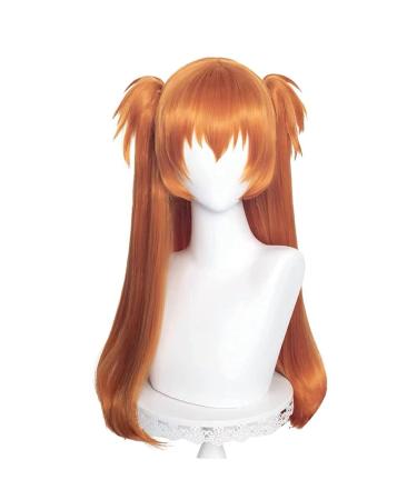 PRIOUTZ Asuka Langley Women's Long Straight Orange Ponytail Wig