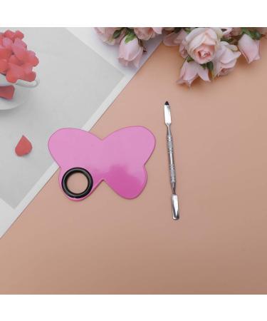 LEORX Butterfly Stainless Steel Makeup Plate with Spatula Tool - Pink - Buy Online on GoSupps.com