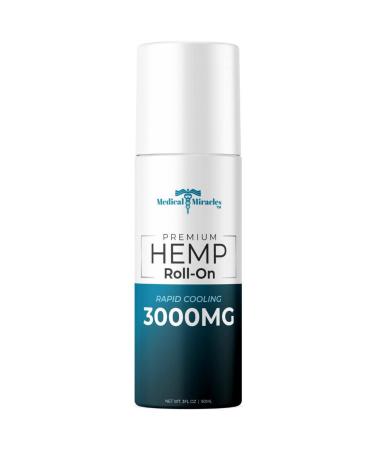 Medical Miracles New Hemp Oil Roll On - Ideal Relief for Muscles HIPS Joints Neck Back Elbows Fingers Hands and Knees Made in USA (3000mg Roll-On)