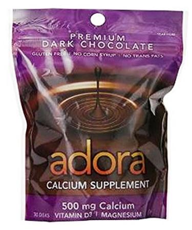 Adora Calcium Supplement Disk, Organic Dark Chocolate, 30 Count (Pack of 12)