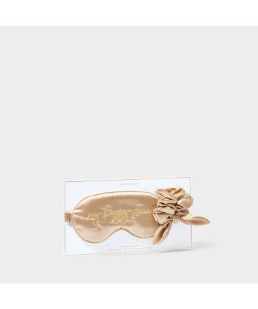Katie Loxton My Happy Place Gold Silky Scrunchie & Eye Mask Set | Luxury 2 Piece Gift for Ultimate Relaxation - Buy Online on GoSupps.com