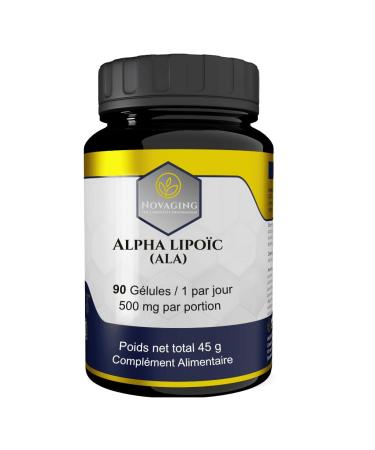 Acide Alpha-Lipo c 500 mg 90 g lules 100% v g tales titr 98% - Dose maximale. Test Sans OGM ni allerg nes.
