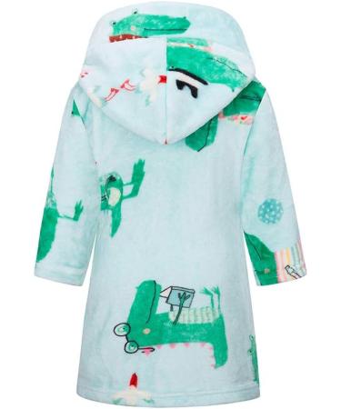 Shop Xinne Young Girls Soft Bathrobe | Cute Pattern Toddler Baby Flannel Hoodie Pajamas Nightwear - Amazing Green 110 - Buy Online on GoSupps.com