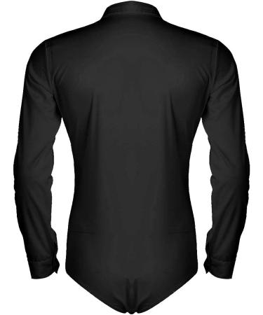 Agoky Men's Latin Dance Leotard Shirt Zipper T-Shirt Long Sleeve Romper Black Medium - Buy Online on GoSupps.com