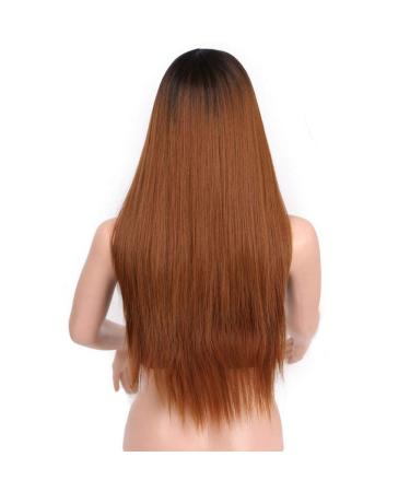 HBINGBING Long Straight Synthetic Wig Mixed Brown and Blonde Long Wigs for White/Black Women Middle Part Nature Wigs R2-30