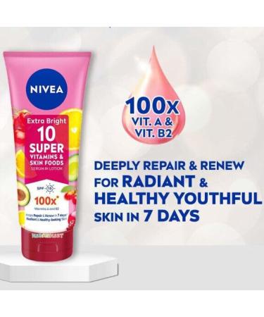 NIVEA Extra Bright Body Serum Lotion with 10 Super Vitamins - 320ml (Pack of 1) | Best Skin Care for Radiant Skin - International Shipping Available - Buy Online on GoSupps.com