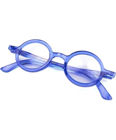LONDON MOLE Round Reading Glasses - Transparent Blue 2.5x | Stylish Men's Women's Unisex Readers with Spring Hinges - Buy Online on GoSupps.com