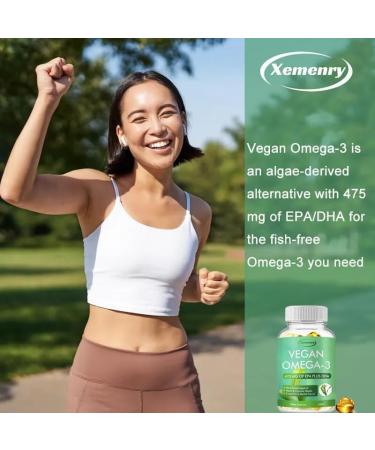 Vegan Omega-3 (120 capsules) Seaweed Oil 475mg - with EPA DHA - Bone & Joint Support - Buy Online on GoSupps.com
