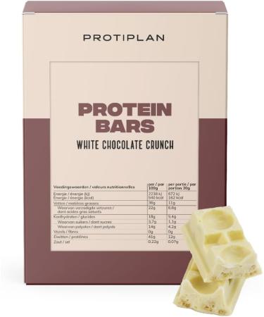 Protiplan Protein Bars White Chocolate Crunch 7 x 30 grams Low carb snack Protein bars Lowcarb sports nutrition Slimming with protein bars Lose weight quickly without feeling hungry - Buy Online on GoSupps.com